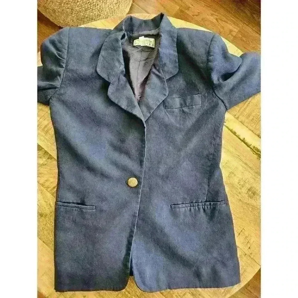 Talbots Classic Linen Blend Blazer Women's Size 2P Navy Nautical Career - Picture 7 of 8